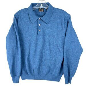 Jos. A. Bank Sweater Mens L Blue Merino Wool Pullover Signature Collection Colla